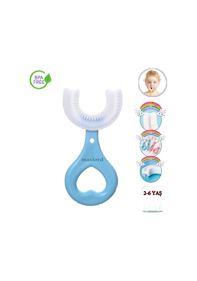 Mas Lord U Tipi Yeni Nesil Diş Fırçası - Mavi - Kalp Model  2-6 Yaş