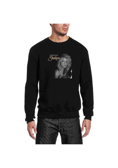 Shakira Baskılı Siyah Erkek Sweatshirt