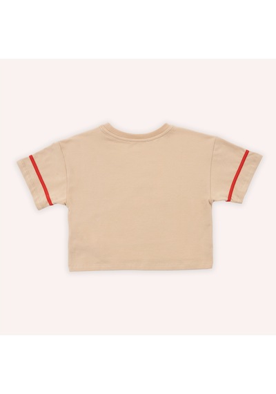 Panço Kız Çocuk Baskı Detaylı T-shirt Bej 2421gk05022-4972 001
