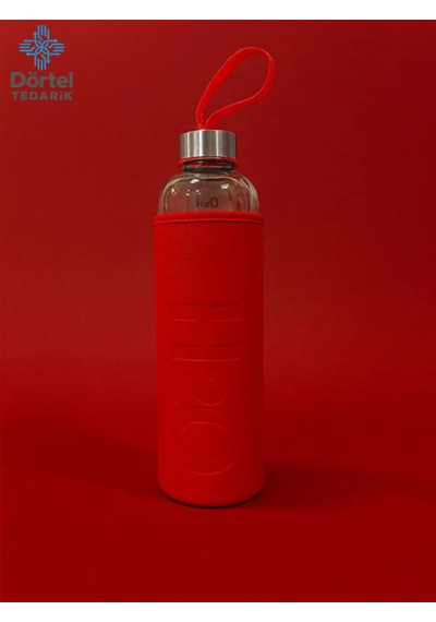 H2o Deri Kılıflı Cam Matara 1000 Ml Kırmızı