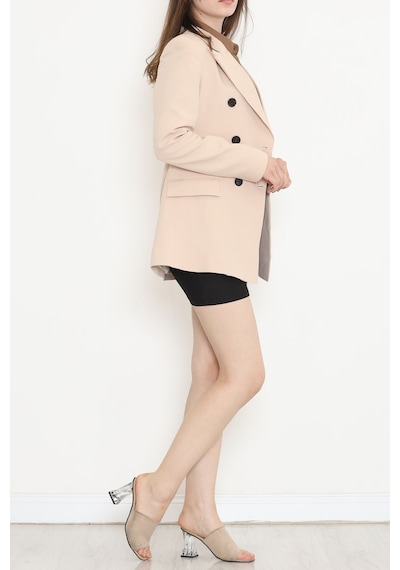 Düğmeli Blazer Ceket Bej - 354.1247. Çok Renkli