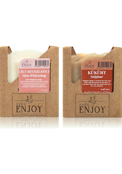 Suds Enjoy Doğal Cilt Beyazlatıcı + Kükürt El Yapımı Yüz Saç ve Vücut Sabunu 2 x 100 G