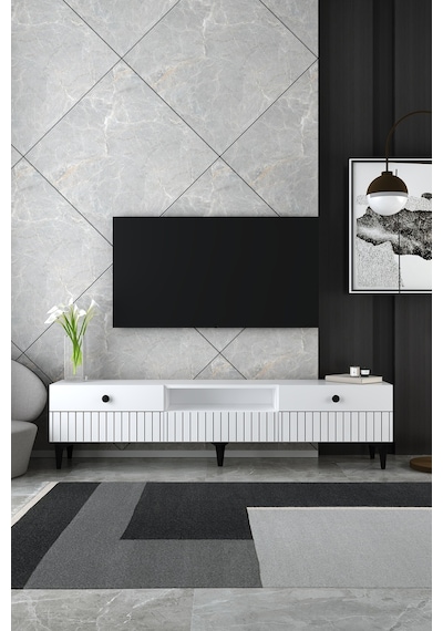 180dhdtsç7b İlay Lazer Desenli Tv Sehpası Beyaz