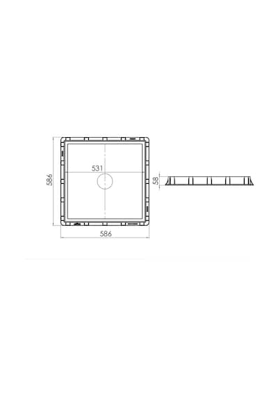 55X55 Rögar Kutusu / Çerçeve+ Düz Kapak Gri