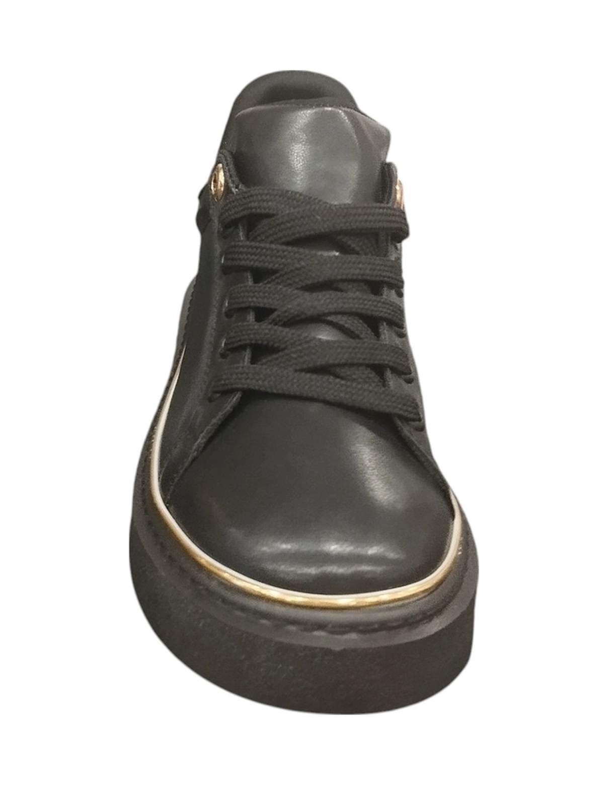 Ventes 9891614z Kadın Kalın Tabanlı Altın Detaylı Günlük Sneaker Ayakkabı Siyah