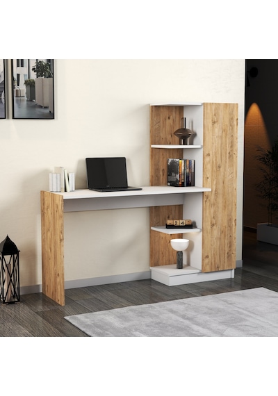 Venüs Çalışma Masası Raflı Kapaklı Çam Beyaz - Clm0503 Beyaz