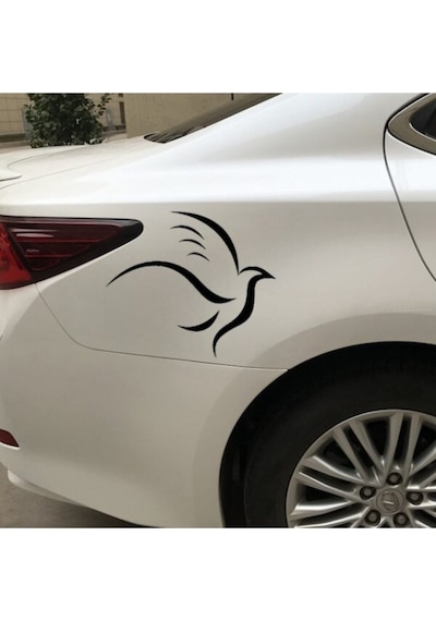 Uçan Kuş Tasarım Oto Sticker Siyah 15 12 Cm