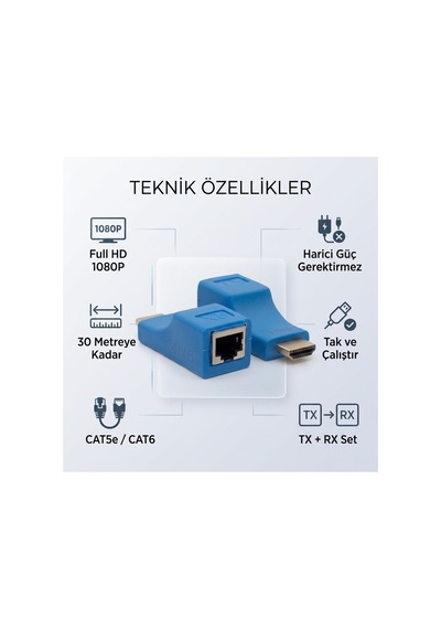 Mn6 Mn30mex 30 Metre Hdmı Extender Cat5e/cat6 Ağ Kablosu Üzerinden Full Hd 1080p Hdmı Uzatıcı Tx + Rx Set