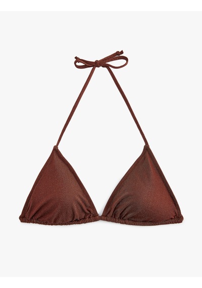 Koton Simli İpli Üçgen Bikini Üstü Kahverengi 5sak10057mm Kahve