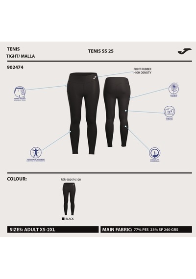 Joma 902474.100 Kadın Siyah Uzun Tenis Tayt