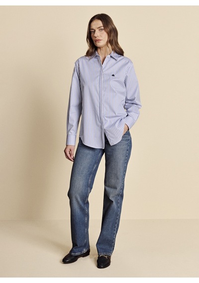 Brooks Brothers Mavi Kadın Regular Fit Çizgili Gömlek Bbfw26fsh004 Kırmızı-mavi