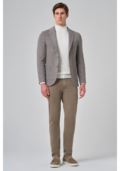 Morven Erkek Kahve Örme Trend Desenli Slim Fit Mono Yaka Ceket 26ms002006400 Kahve