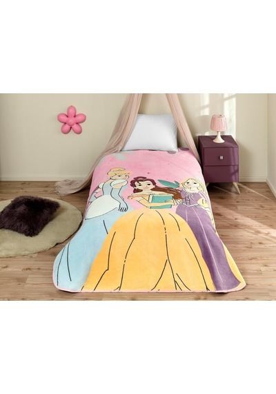 Disney Princesses Fun And Bold Çizgi Film Karakteri Pamuk-polyester Karışım Battaniye, Pembe, Mavi, Mor, Sarı, Tek Kişilik Diğer