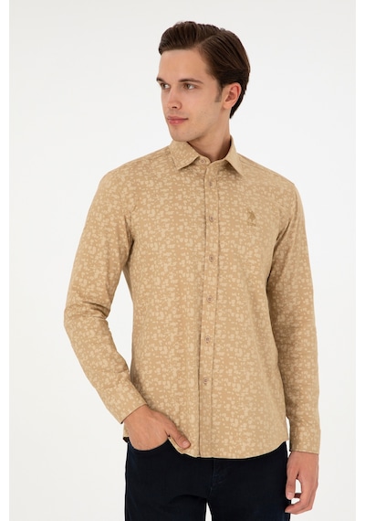 U.s. Polo Assn. Erkek Kum Gömlek Desenli 50292109-vr085 Kum