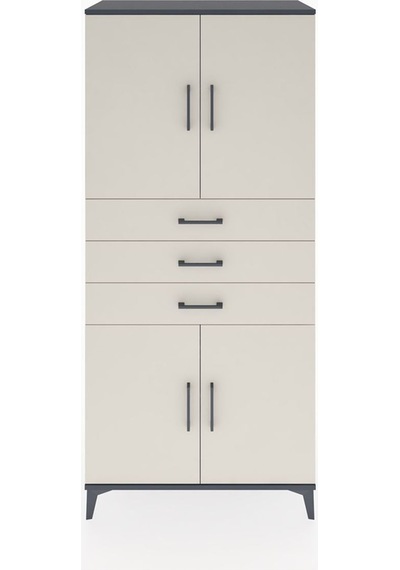 Hyperion Dolap 3 Raflı 3 Çekmeceli 4 Kapaklı 88x44x195 Antrasit-aytaşı Antrasit
