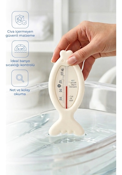 Babyjem Cıvasız Balık Banyo Oda Termometresi Beyaz