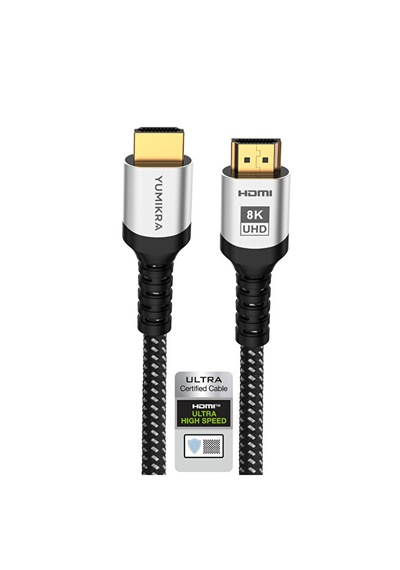 Yumıkra Hdmı 2.1 Kablo, 8k 60hz, 4k 240hz, 48 Gbit/s, Hdmı Sertifikalı, Alüminyum Gövde - 1 Metre