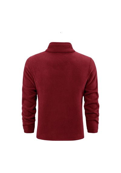 Ghassy Co. Erkek Ultra Isı Peluş Astarlı Cepli Tam Fermuarlı Polar Ceket Bordo
