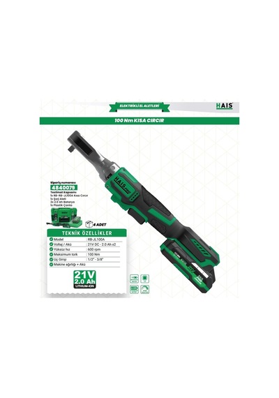 Akülü Kısa Cırcır 100 Nm Rb-jl100a Haispro
