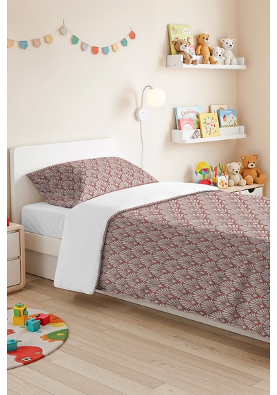 Geometrik Kiremit Genç Odası Tek Kişilik Pike Takımı - Retro Bej 160x220 Cm Kapitone Yatak Örtüsü Melez Amber Sükuneti