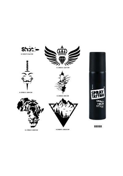 Kanat Spray Tattoo Geçici Dövme Seti Dark Siyah Sprey