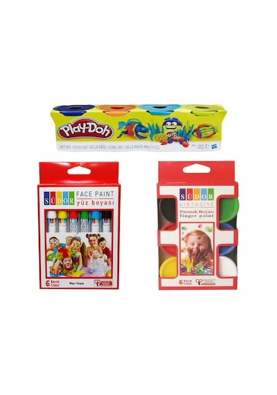 Yüz Boyası 6'lı,parmak Boyası 6'lı,play-doh Oyun Hamuru 4'lu Çok Renkli