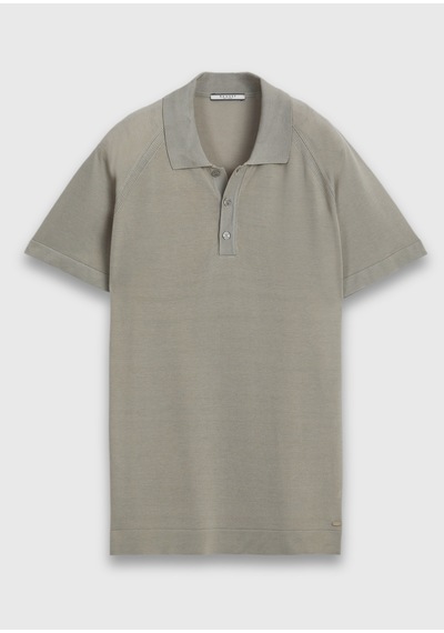Ramsey Bej Polo Yaka Düz Örgü İpek Karışımlı Triko