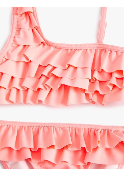 Koton Bikini Takımı Fırfırlı Tek Omuz İnce Askı Detaylı Lila 4skg00009mm Lila