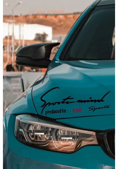 Bmw E30 Sport Mind Şeritli Far Sticker Siyah Zemin Kırmızı Yazı Araca Özel E30 Yazılı Siyah & Kırmızı