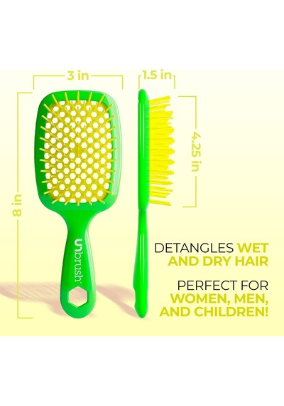 Unbrush Islak Ve Kuru Havalandırmalı Dolaşık Açıcı Saç Fırçası, Limon Kireç Yeşili