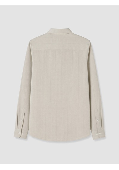 Lcwaıkıkı Classic Bej Regular Fit Çizgili Gabardin Erkek Gömlek