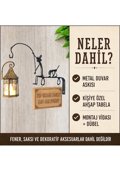 Kişiselleştirilebilir Tabelalı Fener Askısı ve Çiçek Askılığı WH006