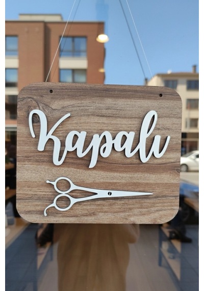 Ahşap Dekoratif Kesim Açık-kapalı Yazılı Tabela