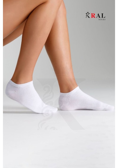 Kral Socks Kadın Pamuklu Terletmez 10'lu - 10 Çift Yazlık Görünmez Çorap Beyaz