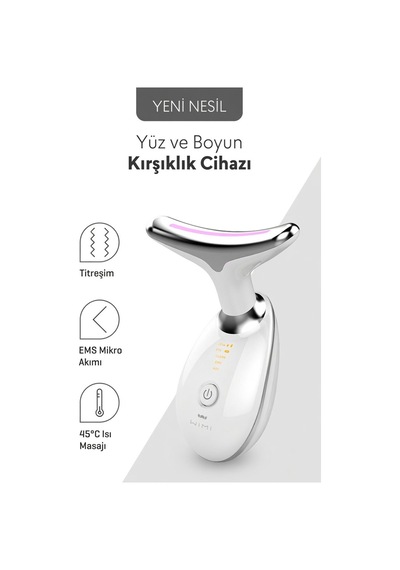 Yüz Ve Boyun 3 Mod Işıklı Mikro Akım Isıtmalı Titreşimli Gıdık Sarkma Ems Güzellik Cihazı