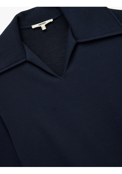 Koton Regular Fit Üç İplik Uzun Kollu Polo Yaka Kadın Sweatshirt - Lacivert 6WAK10116EK Koton Regular Fit Üç İplik Uzun Kollu Polo Yaka Kadın Sweatshirt - Lacivert 6WAK10116EK