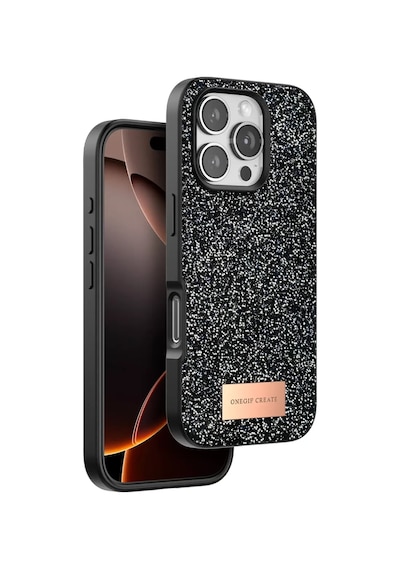 Onegif Apple iPhone Uyumlu  16 Pro Max Uyumlu Bright Simli Kapak - Siyah