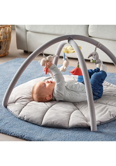 Oyuncaklı Bebek Oyun Halısı 90x49 Cm Meridyendukkan Gri Renk Aktivite-bebek Jimnastiği Oyun Halısı