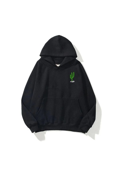 Startmore Unisex Dikenli Cactus Travis Scott Sweatshirt Hoodie Siyah Siyah