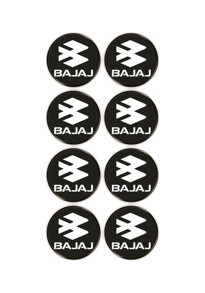 Bajaj Logo 8'Li Koruma Takozu 3D Sticker Etiket Siyah Beyaz