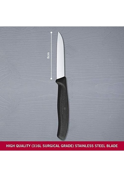 6.7403 Swissclassic 8cm Düz Soyma Bıçağı, Siyah