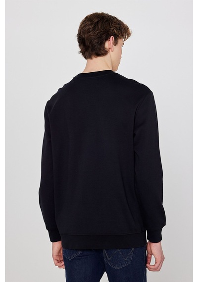 Wrangler Pamuklu Regular Fit Normal Kesim Bisiklet Yaka Logo Detaylı Sweatshirt Siyah