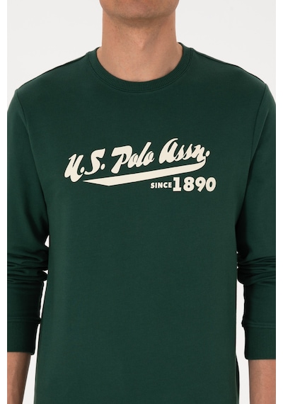 U.S. Polo Assn. Erkek Bisiklet Yaka Regular Fit Koyu Yeşil İnce Sweatshirt 50316315-VR079