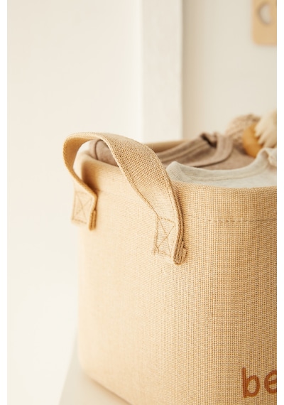Ocean Home Textile Çocuk Odası Jüt Keten Kumaş Sepet 24 x 17 x 14 cm
