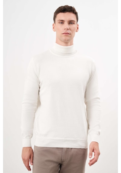 Morven Erkek Ekru Basic Balıkçı Yaka Dynamic Fit Rahat Kesim Triko 25kc017003454 Ekru
