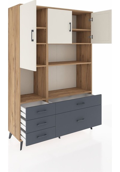 Hyperion Dolap 8 Raflı 5 Çekmeceli 3 Kapaklı 132x44x195 Çam-aytaşı/antrasit Aytası/antrasıt Hyperion Dolap 8 Raflı 5 Çekmeceli 3 Kapaklı 132x44x195 Çam-aytaşı/antrasit Aytası/antrasıt