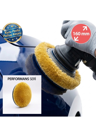 Performans Seri %100 Doğal Kuzu Postu Polisaj Keçesi 160 Mm Sarı