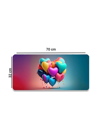 Sonictouch Dijital Çizim Kalpler Kaymaz Gaming Oyuncu Masaüstü Dikişsiz Mavi Yeşil Klavye Mouse Pad