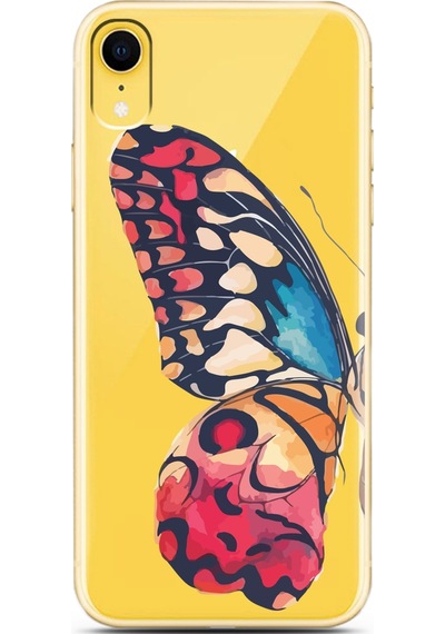 Apple Uyumlu iPhone Xr Büyük Kelebek Tasarımlı Süper Şeffaf Telefon Kılıfı Çok Renkli