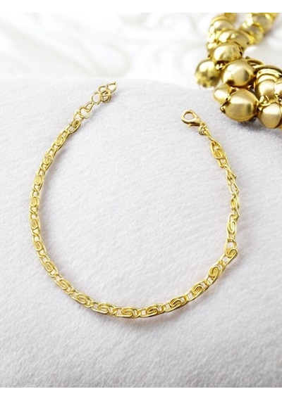 Feron Accessories Gold Renk Fermuar Desen Çelik Bileklik Gold